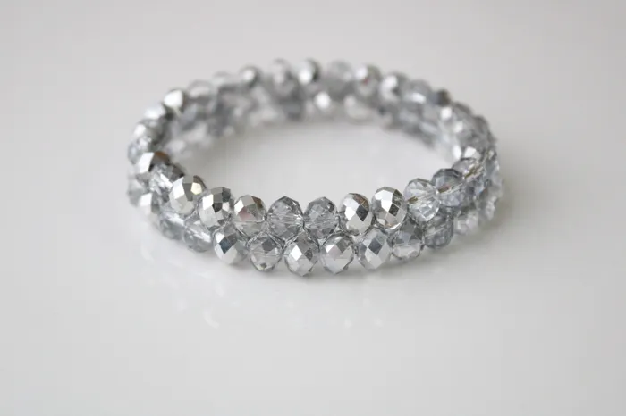 Gray Clear Glass Stone Crystal Stretch Bracelet Jubilee Thrift Bracelets