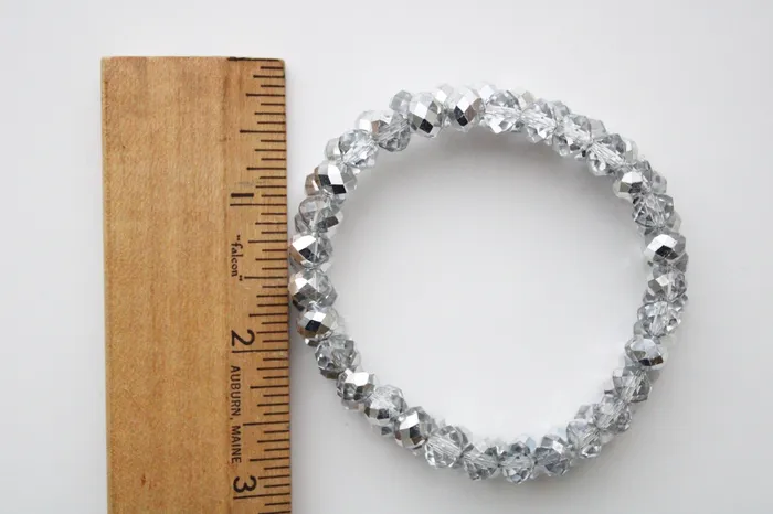 Gray Clear Glass Stone Crystal Stretch Bracelet Jubilee Thrift Bracelets