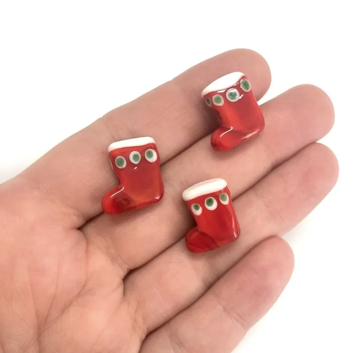 Hand Made Murano Glass Xmas Stockings Charm Peppy Beads Charm Necklaces