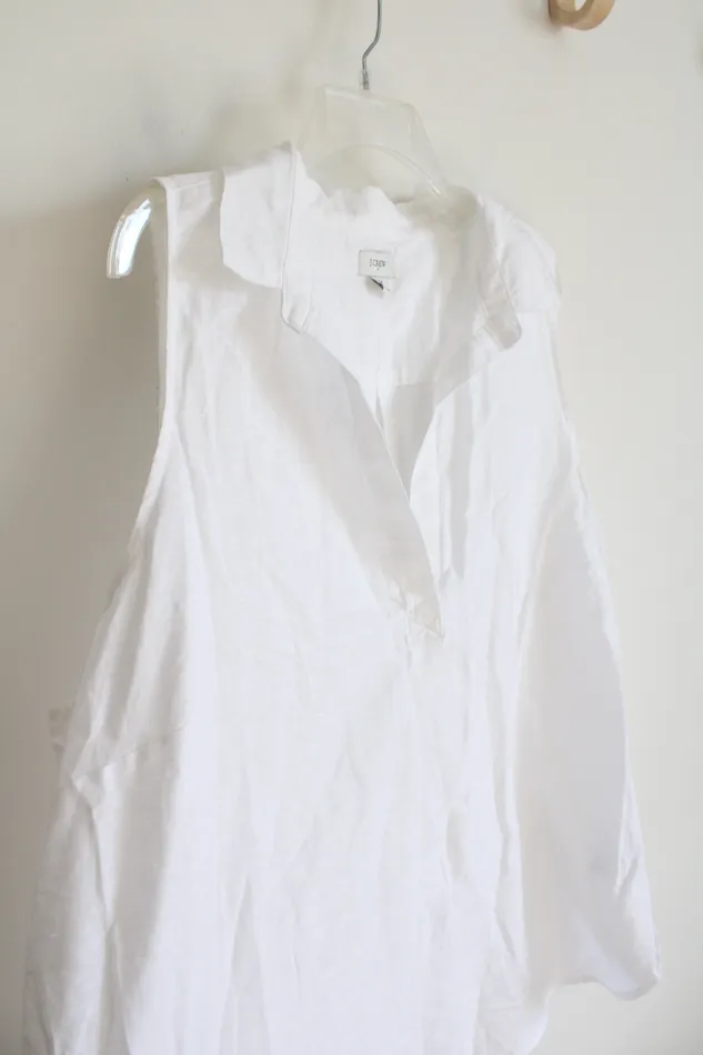 JCrew Rings JCrew White Linen Blend Top 3X