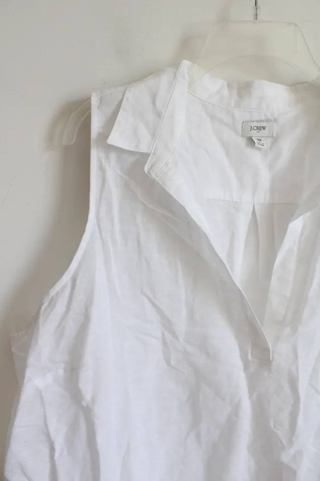 JCrew Rings JCrew White Linen Blend Top 3X