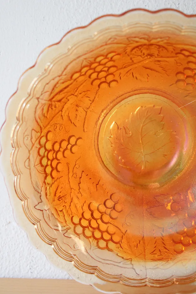 Jubilee Thrift Earrings Imperial Glass Iridescent Orange Scalloped Bowl