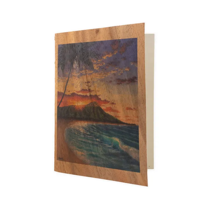 KOAKARDS Earrings Koa Kards HawaiiThemed Koa Wood Folded Note Card