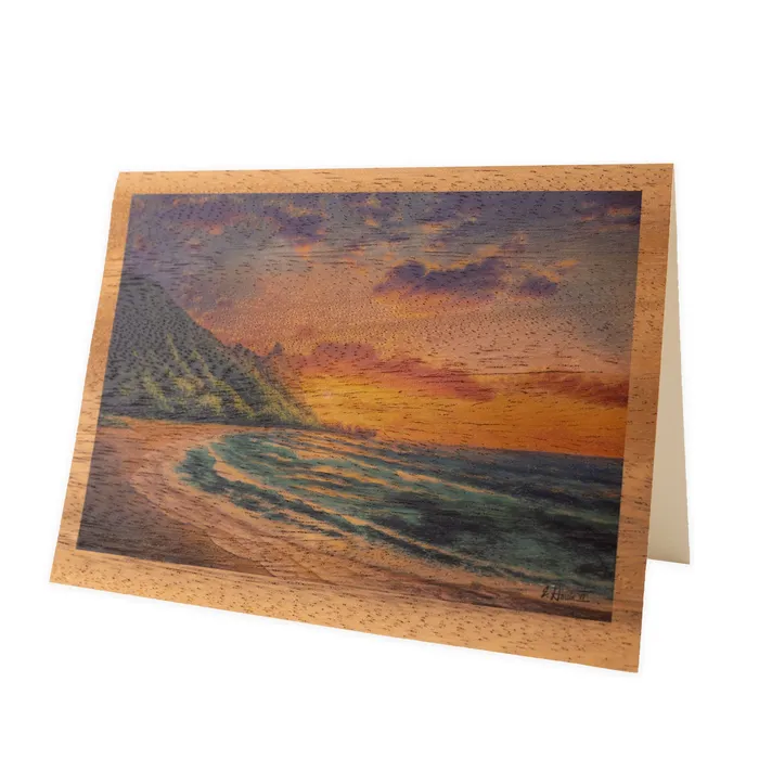 KOAKARDS Earrings Koa Kards HawaiiThemed Koa Wood Folded Note Card