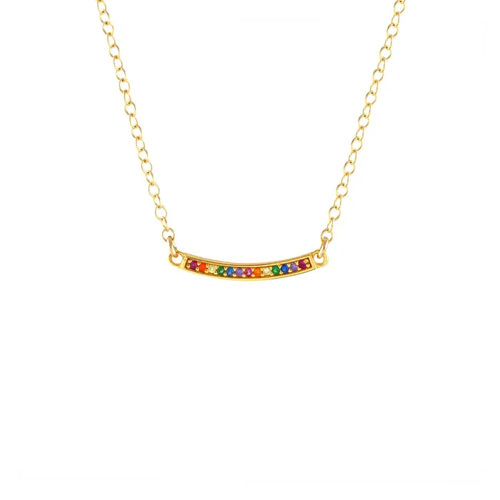 Kris Nations Necklaces Bar Rainbow Crystal Charm Necklace