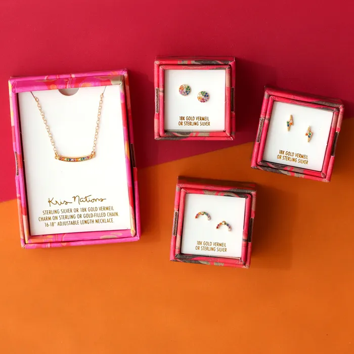 Kris Nations Necklaces Bar Rainbow Crystal Charm Necklace Kris Nations Necklaces Bar Rainbow Crystal Charm Necklace