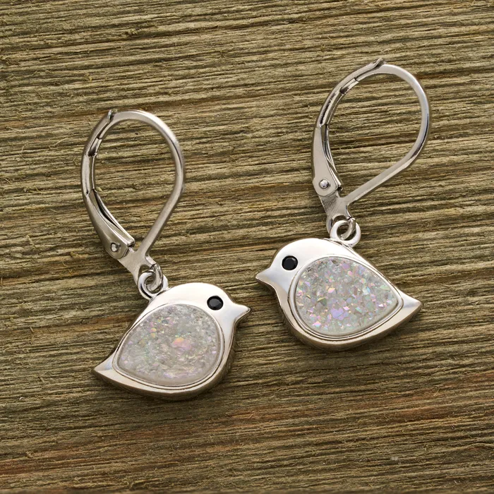 Leverback Drusy Birdie Earrings Chadds Ford Jewelry Earrings