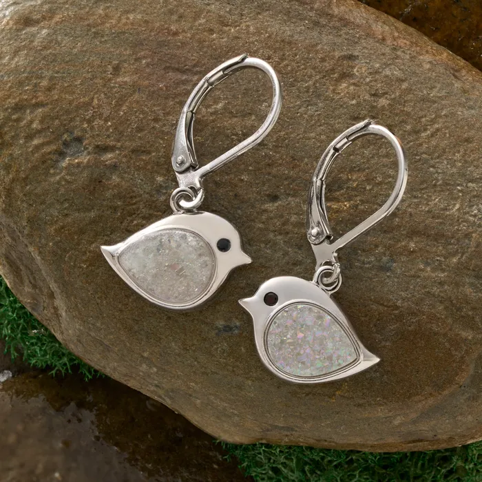 Leverback Drusy Birdie Earrings Chadds Ford Jewelry Earrings