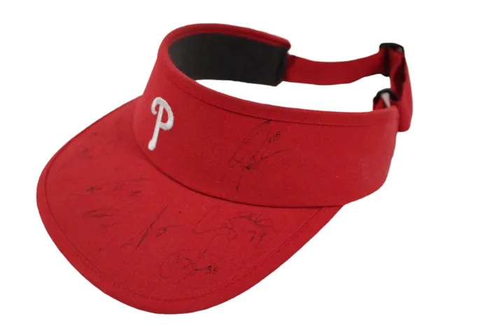 MLB Earrings Philadelphia Phillies MLB Autographed Visor Hat