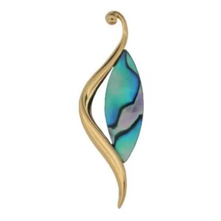 Necklaces Ariki 22K Gold Paua Egret Pendant ARIKINEWZEALAND