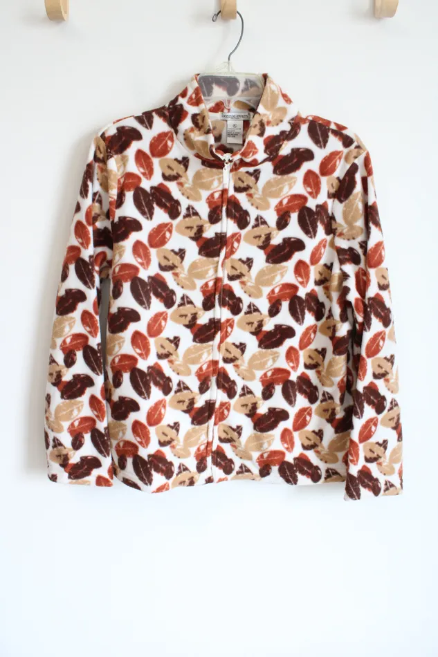 Necklaces Bonnie Evans Brown Leaf Patterned Fleece Jacket L Petite Bonnie Evans