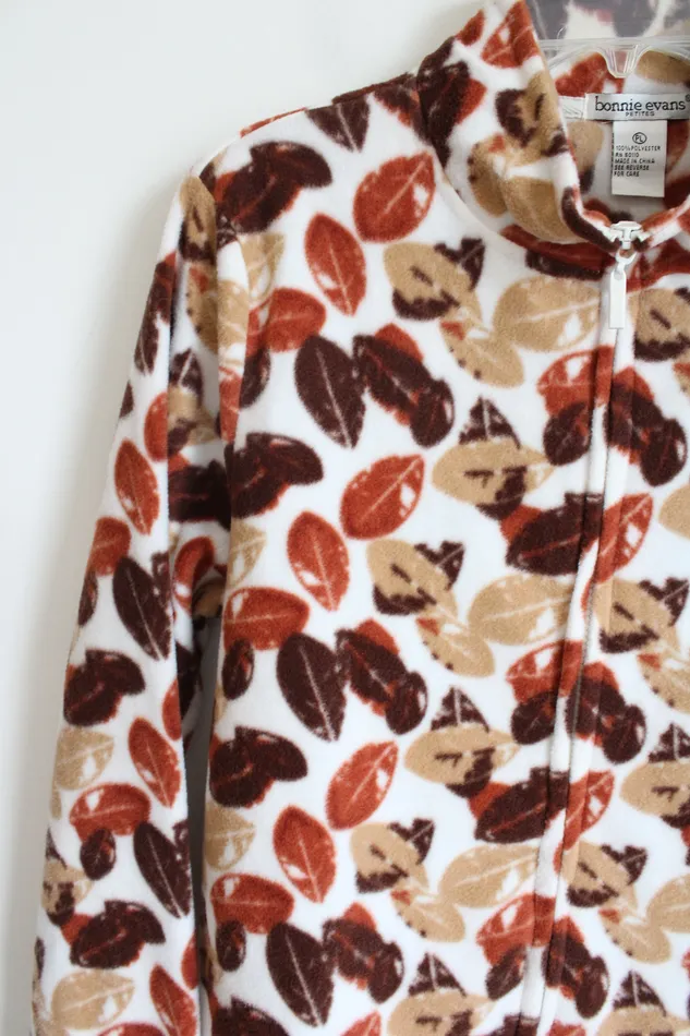 Necklaces Bonnie Evans Brown Leaf Patterned Fleece Jacket L Petite Bonnie Evans