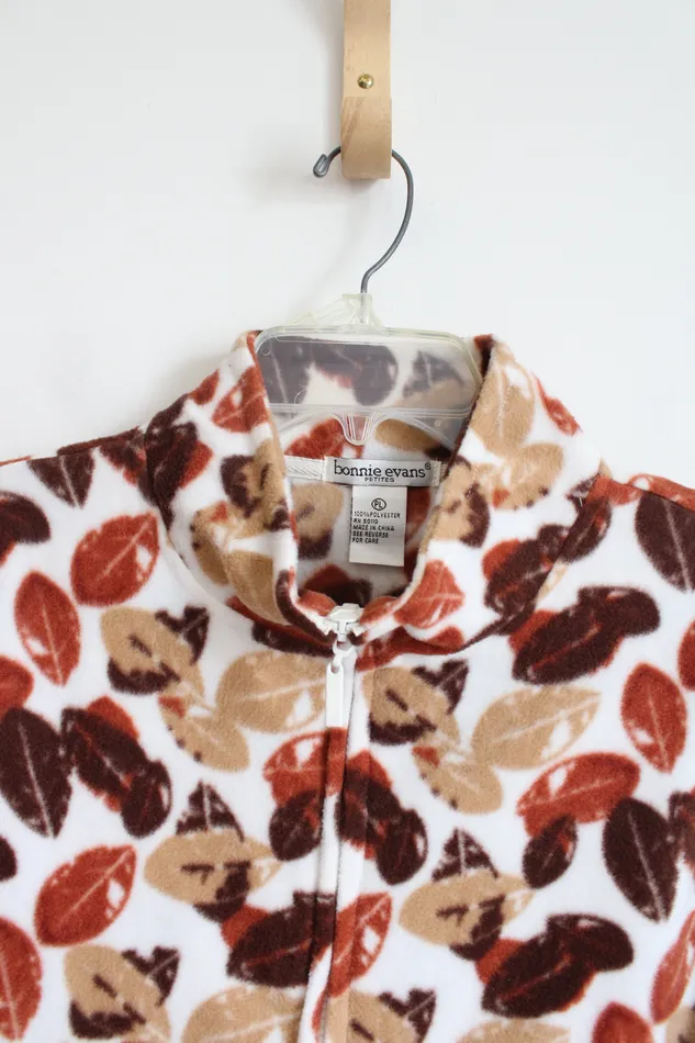 Necklaces Bonnie Evans Brown Leaf Patterned Fleece Jacket L Petite Bonnie Evans