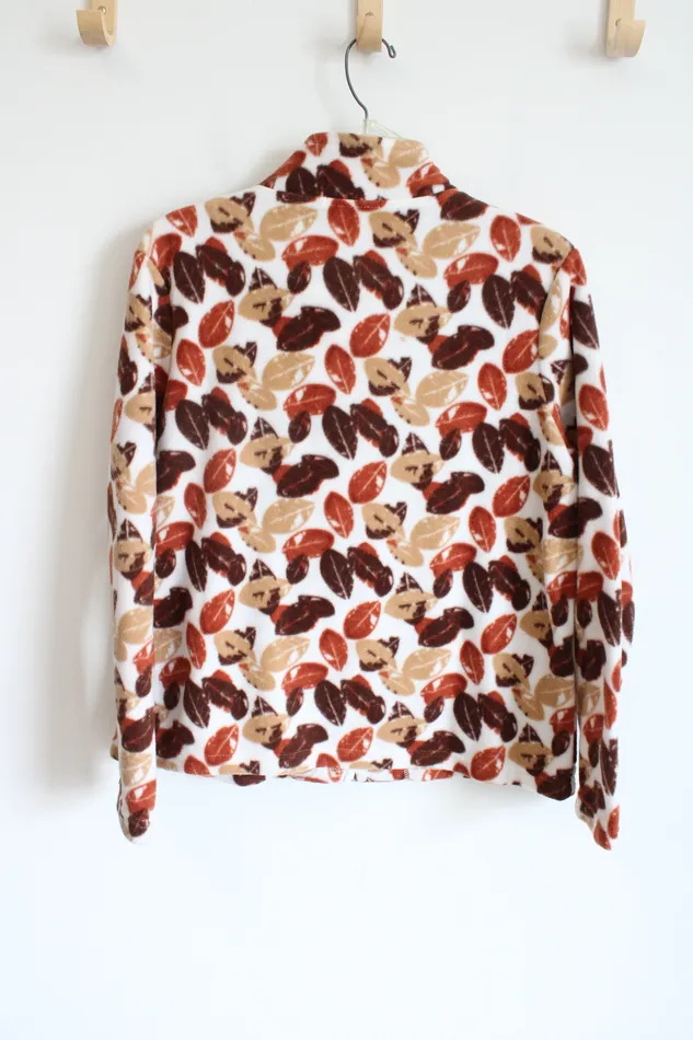 Necklaces Bonnie Evans Brown Leaf Patterned Fleece Jacket L Petite Bonnie Evans