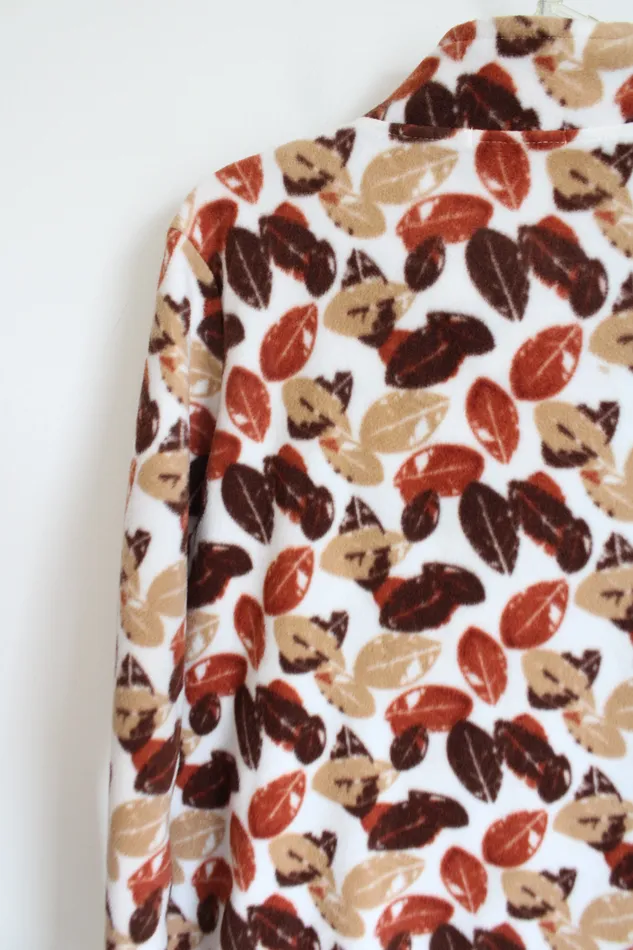 Necklaces Bonnie Evans Brown Leaf Patterned Fleece Jacket L Petite Bonnie Evans