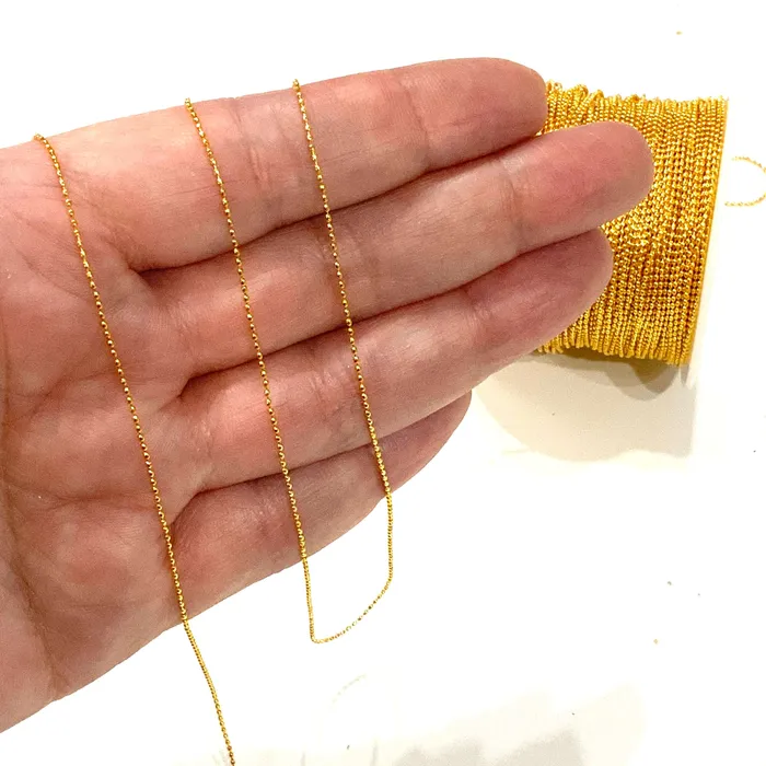 Necklaces Peppy Beads 165 Foot 5 Meters Bulk Gold Plated Ball Chain 06 mm Ball Chain Necklaces Peppy Beads 165 Foot 5 Meters Bulk Gold Plated Ball Chain 06 mm Ball Chain