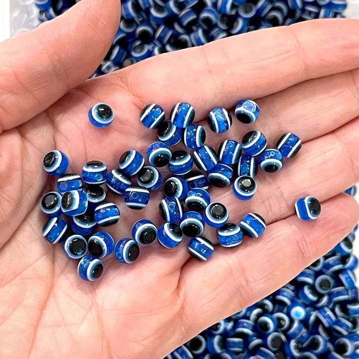 Necklaces Peppy Beads 6mm Transparent Round Resin Evil Eye Beads 50 Gr Approx 500 Beads in a Pack