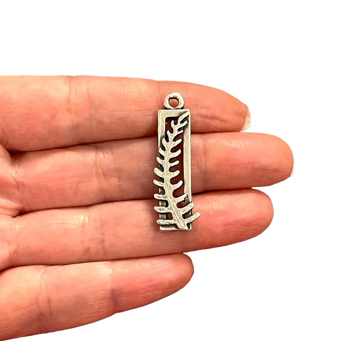 Necklaces Peppy Beads Antique Silver Plated Fern Leaf Charms Silver Fern Leaf Charms 2 pcs in a pack