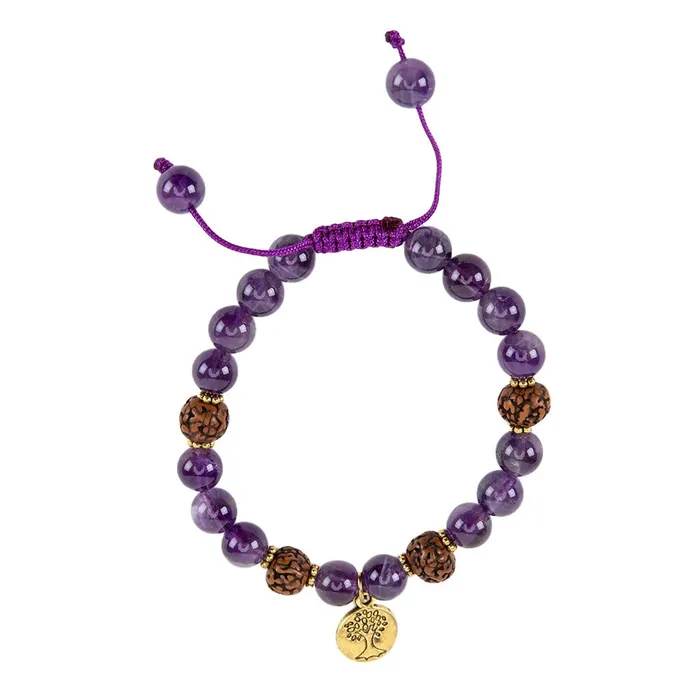 Nirvana Mala Bracelets Amethyst Gold Tree of Life Bracelet