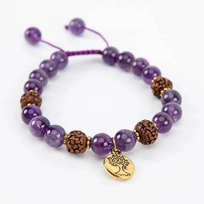 Nirvana Mala Bracelets Amethyst Gold Tree of Life Bracelet