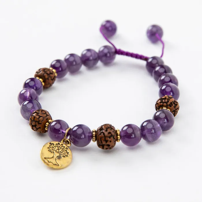 Nirvana Mala Bracelets Amethyst Gold Tree of Life Bracelet