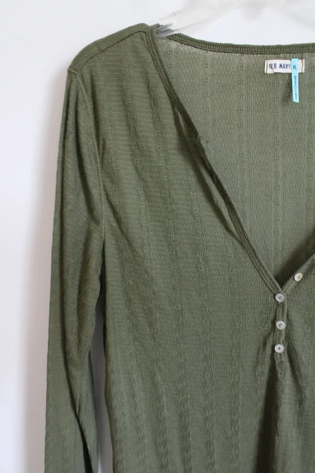 Old Navy Earrings Old Navy Thin Olive Green Long Sleeved Top XL