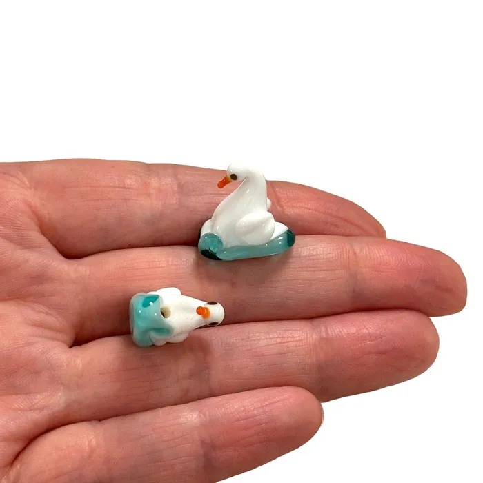Peppy Beads Charm Necklaces Hand Made Murano Glass Horizontal Hole Swan Charm Peppy Beads Charm Necklaces Hand Made Murano Glass Horizontal Hole Swan Charm