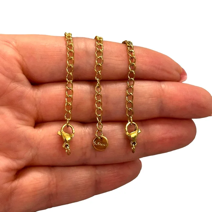 Peppy Beads Necklaces Waterproof 24Kt Gold Filled Stainless Steel 2 Inch Chain Extender With Lobster Clasp and Round Tag