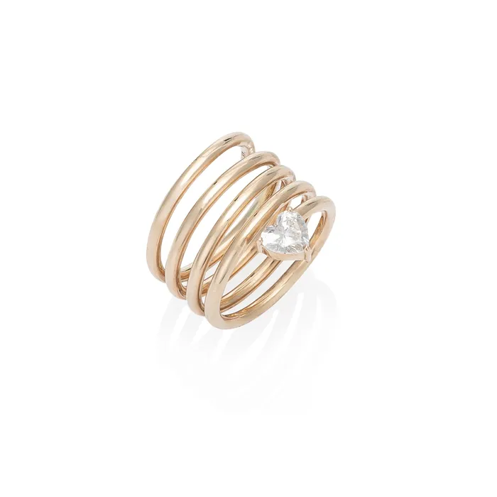 RACHEL LYNN CHICAGO Rings Yellow Gold Heart Diamond Spiral Ring 78cts