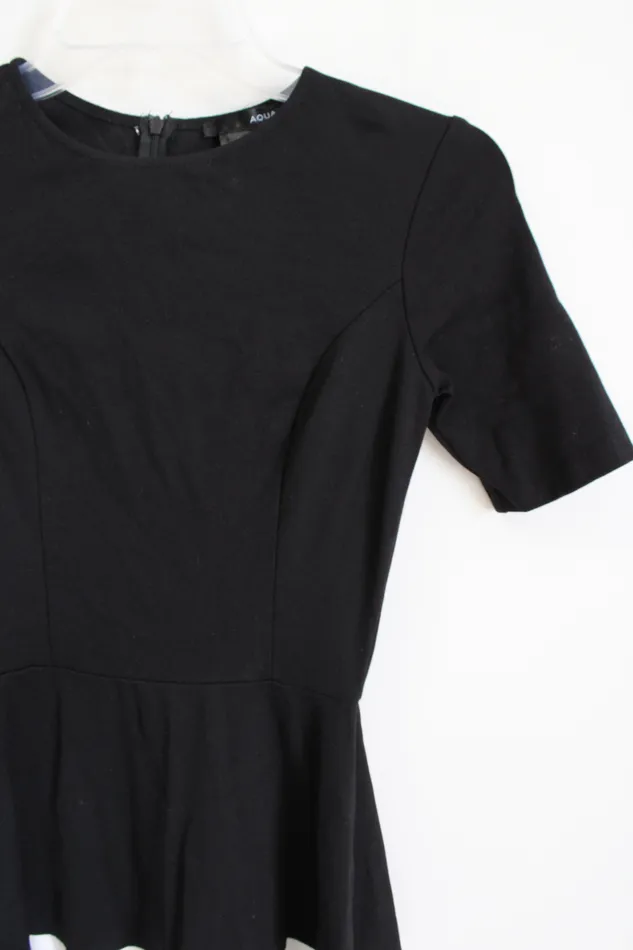 Rings Aqua Aqua Black White Striped Fit Flare Dress XS