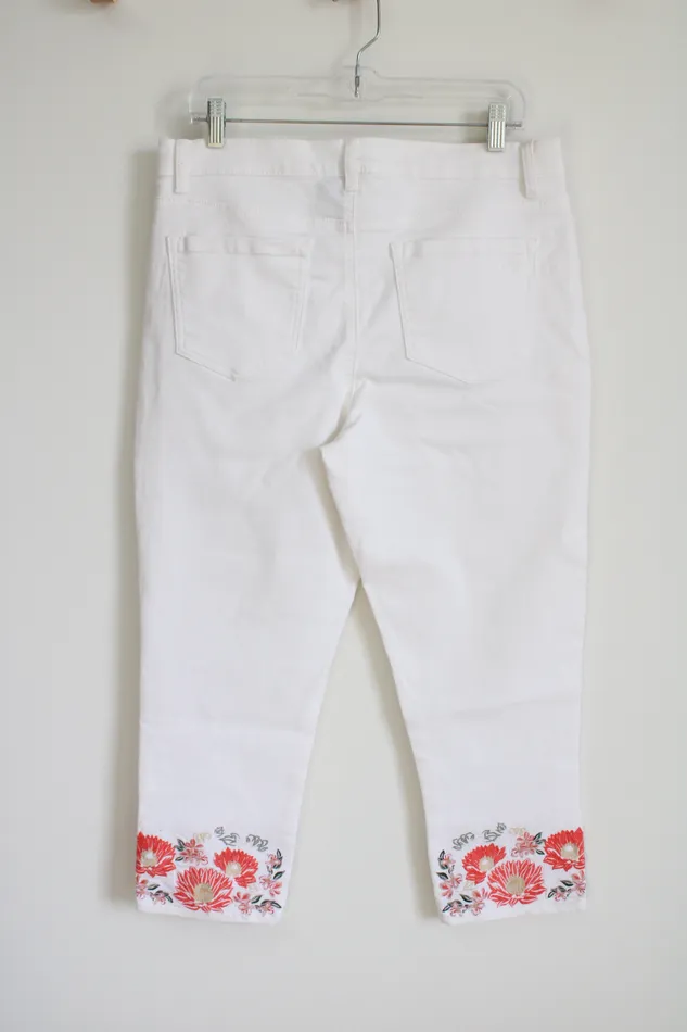 Rings DG2 DG2 White Embroidered Bottom Ankle Jeans 12 Petite