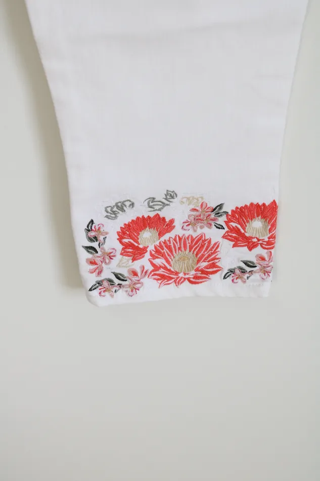 Rings DG2 DG2 White Embroidered Bottom Ankle Jeans 12 Petite