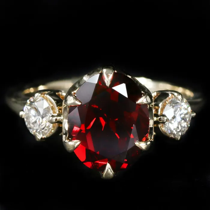 Rings Immaculate Jewelry 14K Yellow Gold 288 Carat Garnet and Diamond Ring