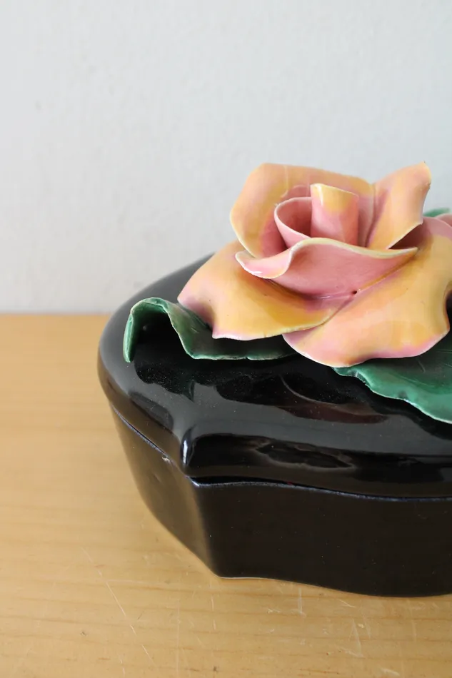 Rings Johannes Brahm Johannes Brahm California USA Black Ceramic Rose Box