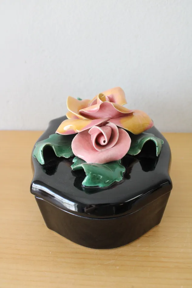 Rings Johannes Brahm Johannes Brahm California USA Black Ceramic Rose Box