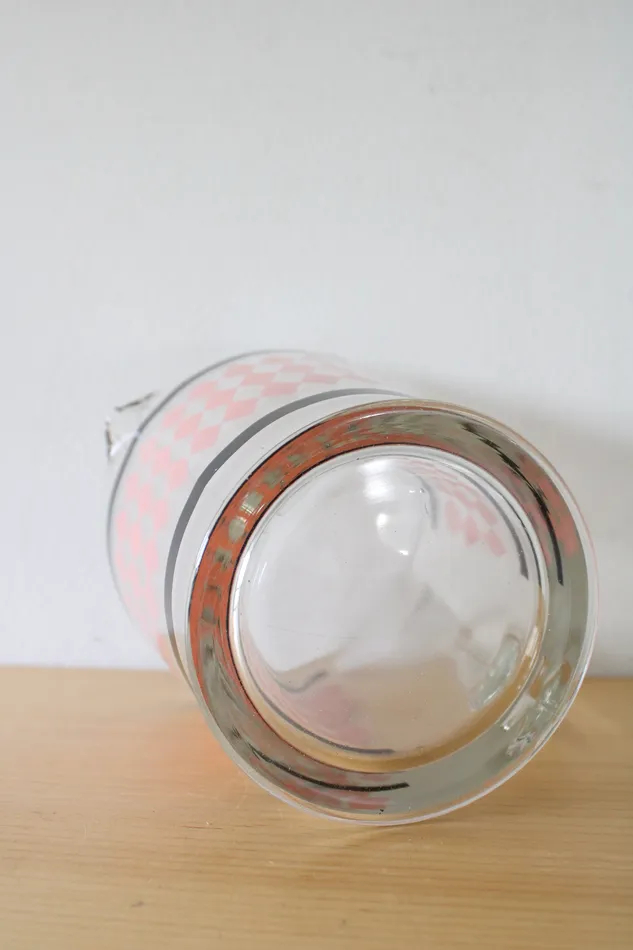 Rings Jubilee Thrift Hazel Atlas Pink Black Diamond Clear Drink Pitcher