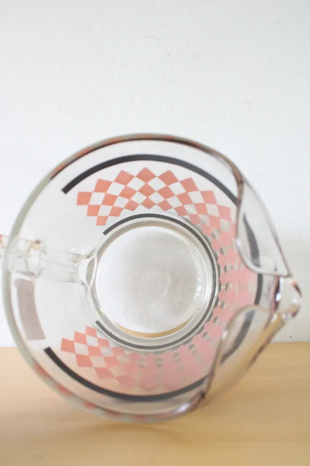 Rings Jubilee Thrift Hazel Atlas Pink Black Diamond Clear Drink Pitcher