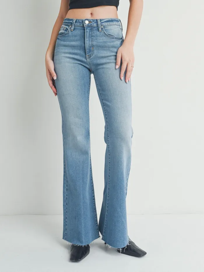 Rings Just Panmaco Just Black Denim Mid Rise Straight Bootcut