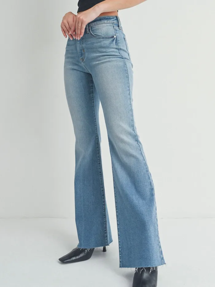 Rings Just Panmaco Just Black Denim Mid Rise Straight Bootcut
