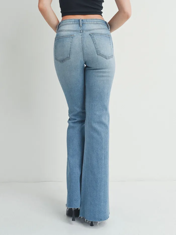 Rings Just Panmaco Just Black Denim Mid Rise Straight Bootcut
