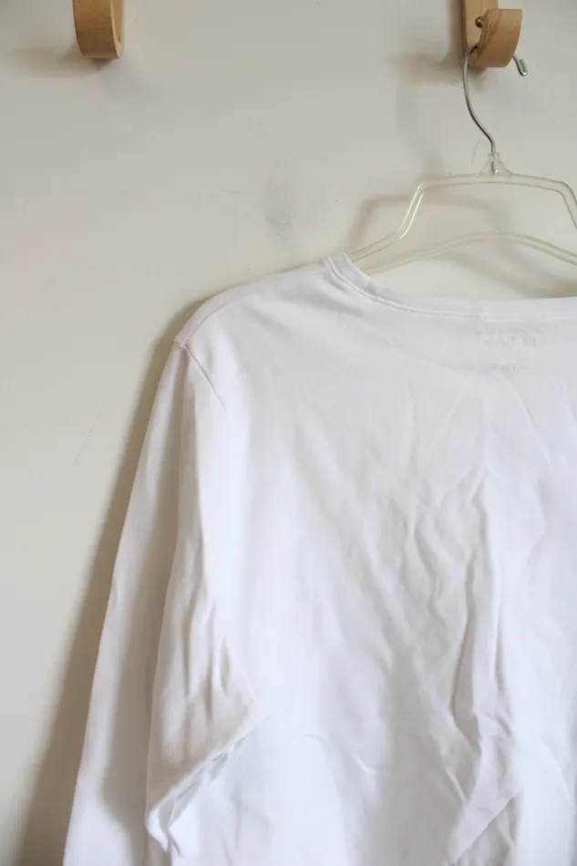 Rings LL Bean Solid White Long Sleeved Cotton Shirt 1X LL Bean