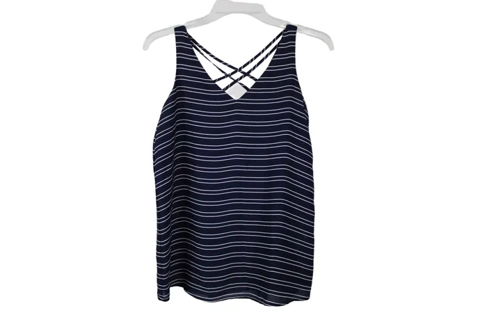 Rings Maurices Blue Chiffon Striped Tank XS Maurices