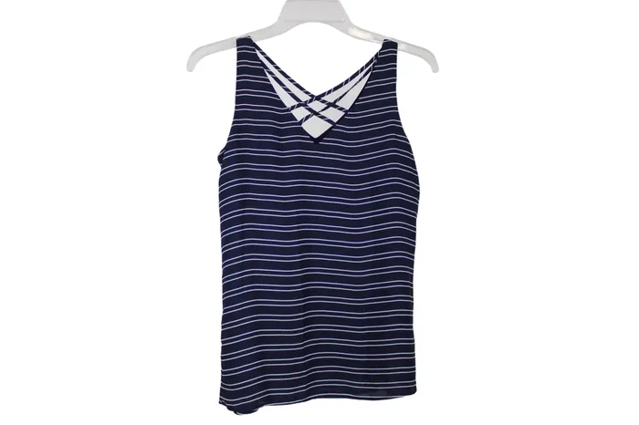 Rings Maurices Blue Chiffon Striped Tank XS Maurices
