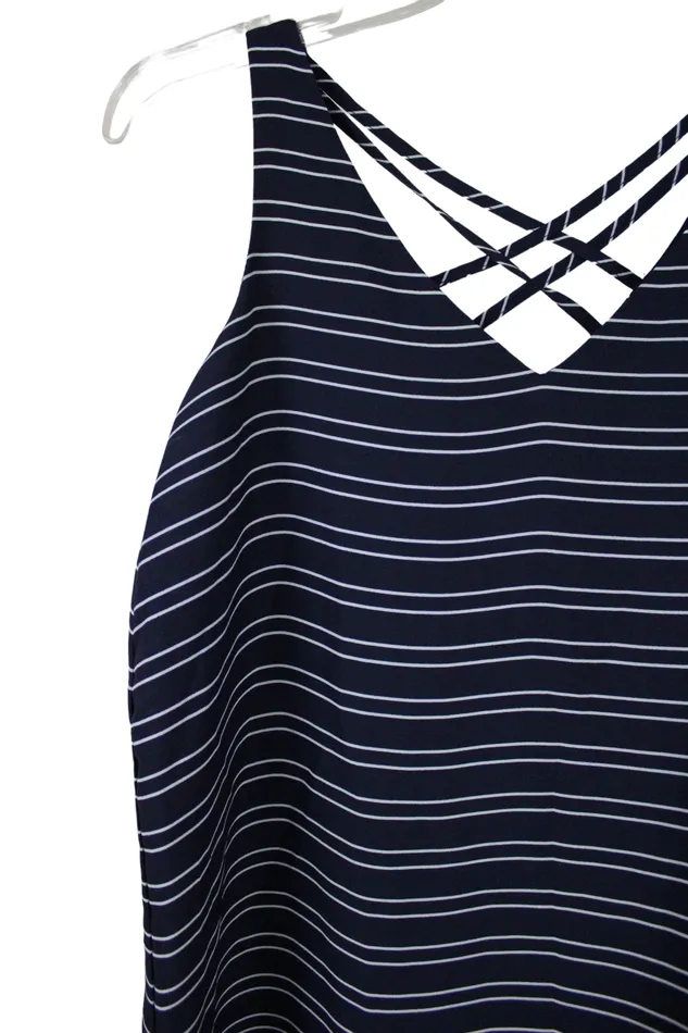 Rings Maurices Blue Chiffon Striped Tank XS Maurices