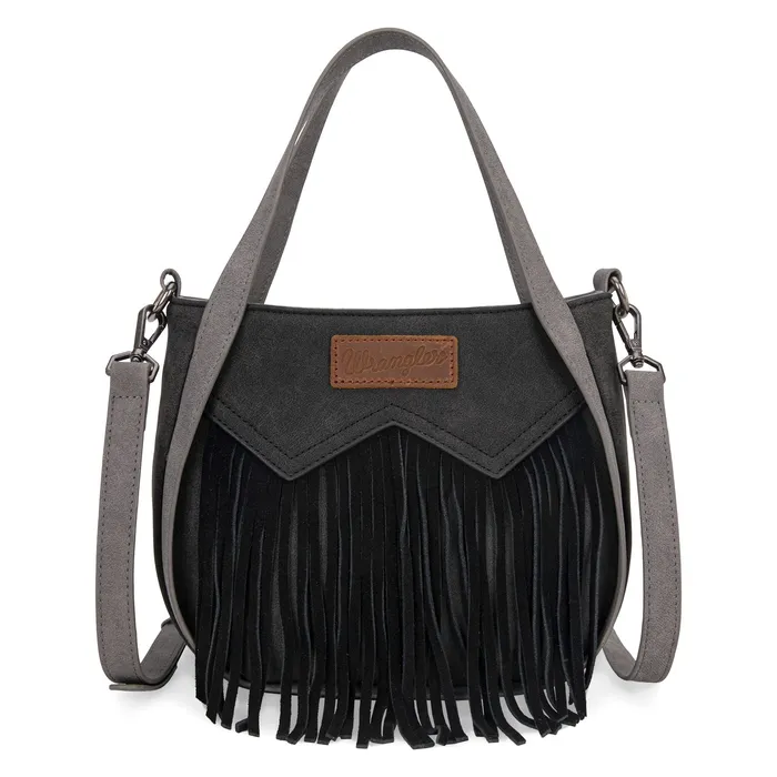 Rings MONTANA WEST Wrangler W Stitch Fringe Two Tone ToteCrossbody Black