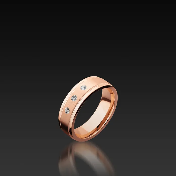 Rings Shop John Atencio Rose Gold Milgeain Band with Diamonds