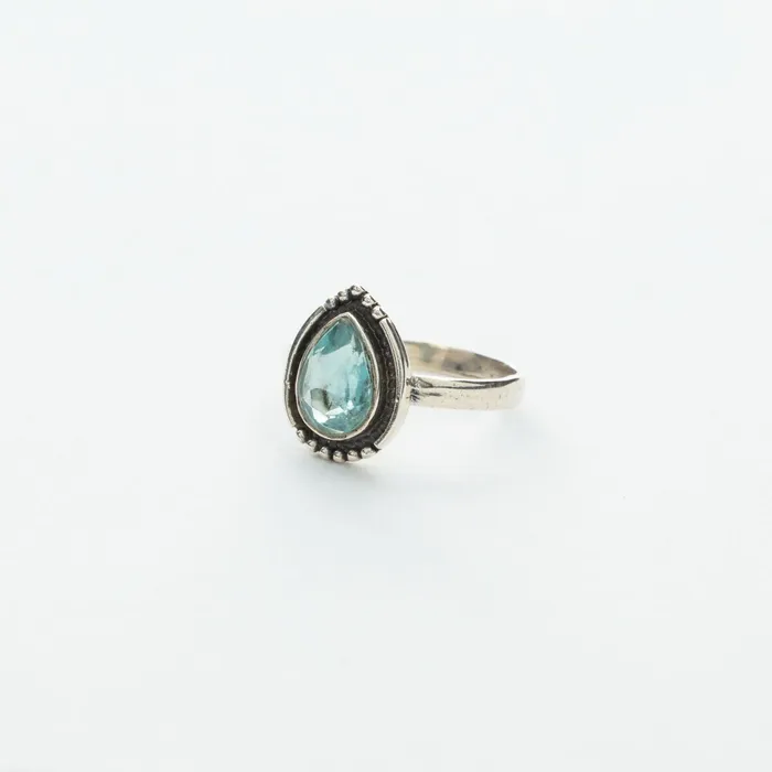 Rings Tiger Mountain PearShaped Blue Apatite Ring in Silver