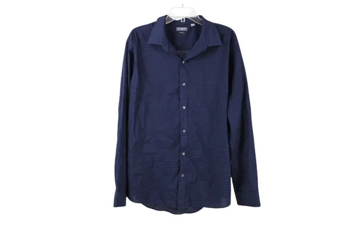 Rings Van Heusen Van Heusen Flex Slim Fit Blue Black Striped Shirt XL