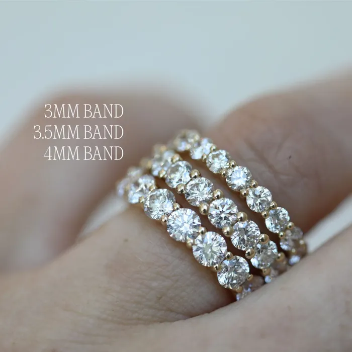 Round Cut Earth Mined Diamond Band HalfEternity Consider Bridal Rings