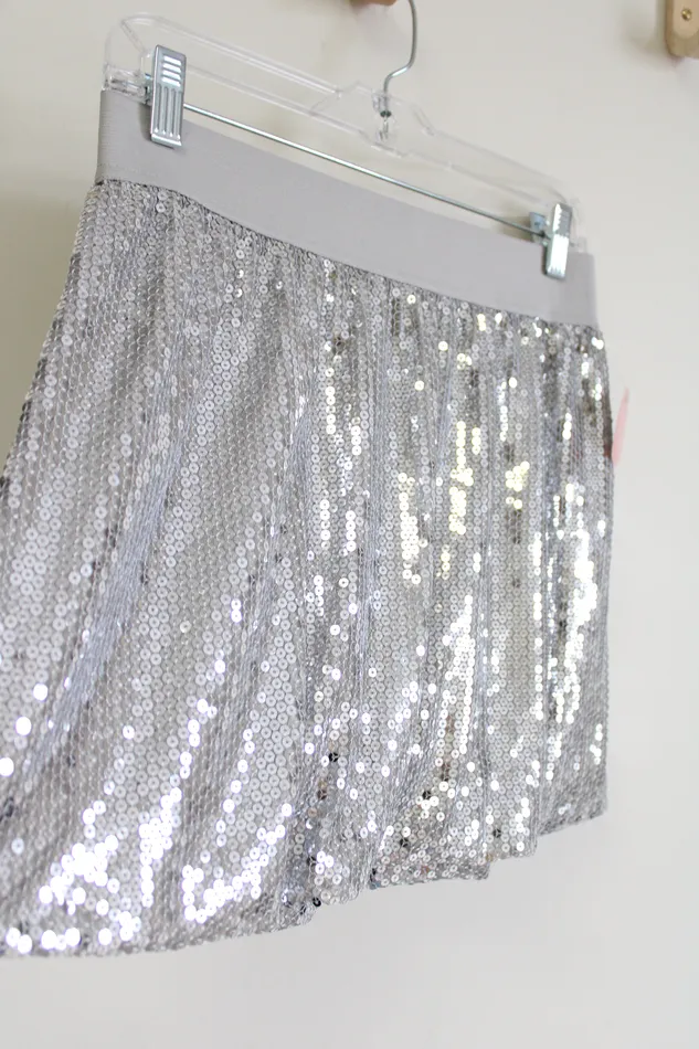 SO Rings NEW SO Silver Sequined Skirt 14